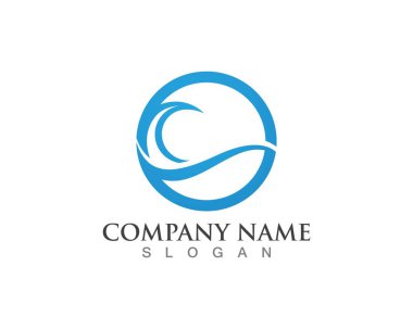 Dalga suyu plaj vektör logosu şablonu