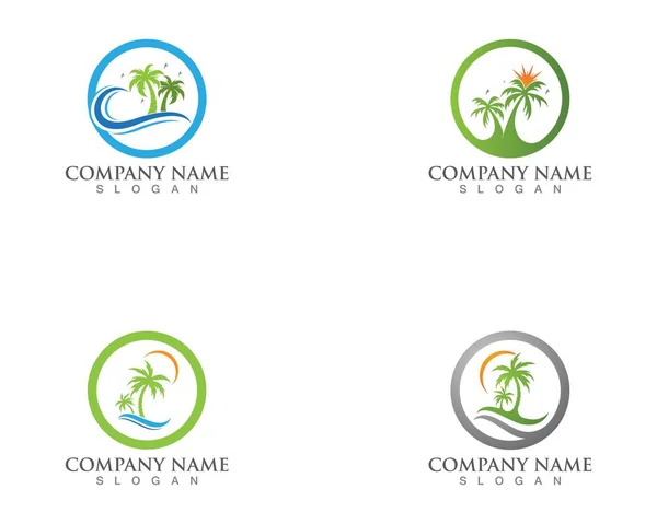 Palm Tree Summer Logo Template Vector Illustration — Stock Vector