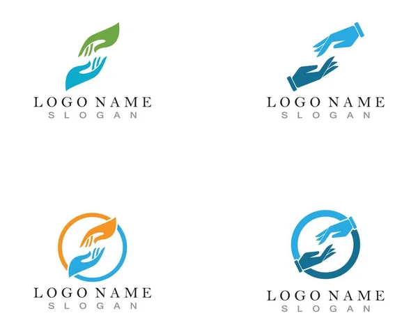 Ayuda Mano Logotipo Símbolos Plantilla Iconos Aplicación — Vector de stock