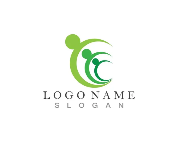 Personnages Communautaires Soins Logo Modèle Symbole App — Image vectorielle