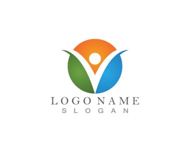 Eğlenceli insanlar sağlıklı yaşam logosu ve sembolü