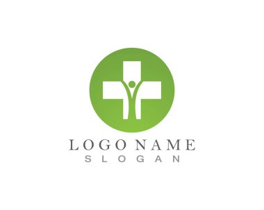 Tıbbi hastane logo vektör şablonu simgesi