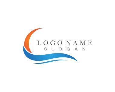 Wave Beach Logo tasarım vektörü