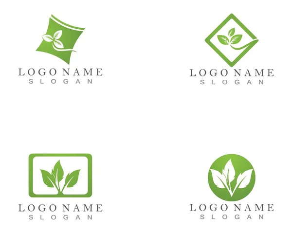 Folhas Verde Natureza Logotipo Símbolo — Vetor de Stock