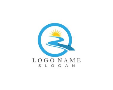 Nehir Logosu Şablonu Vektör İllüstrasyon Simgesi