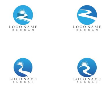 Nehir Logosu Şablonu Vektör İllüstrasyon Simgesi