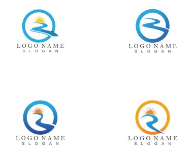 Nehir Logosu Şablonu Vektör İllüstrasyon Simgesi