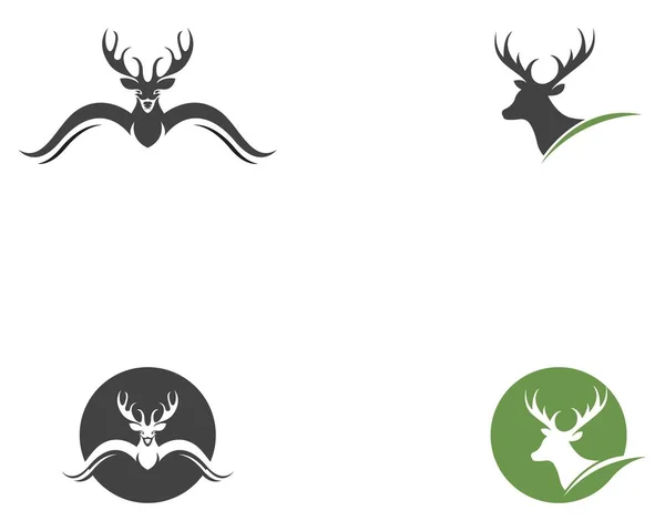 Head Deer Animals Logo Black Silhouete Icons — Stock Vector