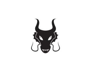 Baş ejderha düz renk logosu vektör çizimi