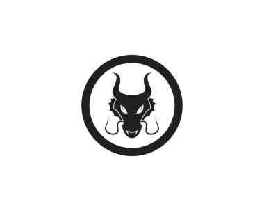 Baş ejderha düz renk logosu vektör çizimi