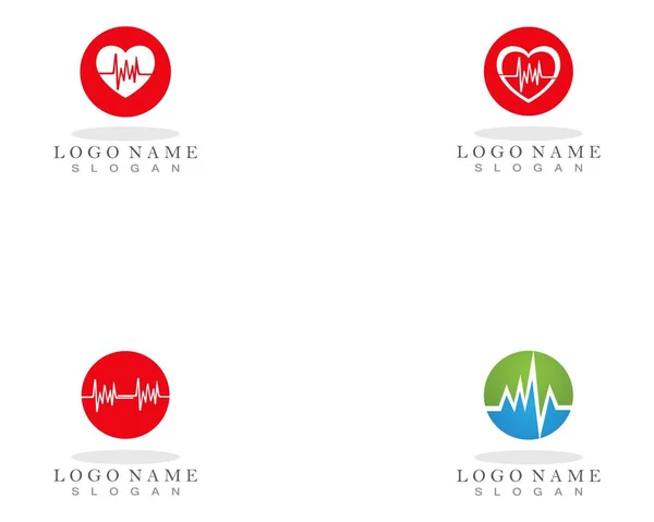 Heart Pulse Logo Icon Template Vector — Stock Vector