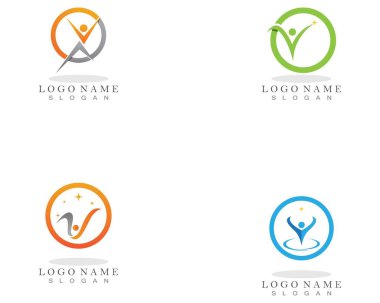 Eğlenceli insanlar Sağlıklı Yaşam Logosu şablon vektör simgesi