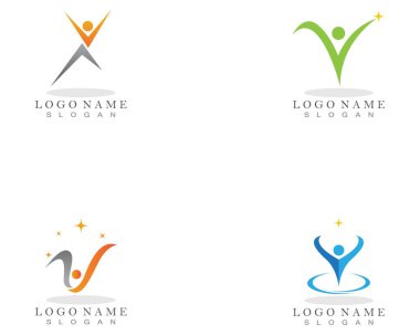 Eğlenceli insanlar Sağlıklı Yaşam Logosu şablon vektör simgesi