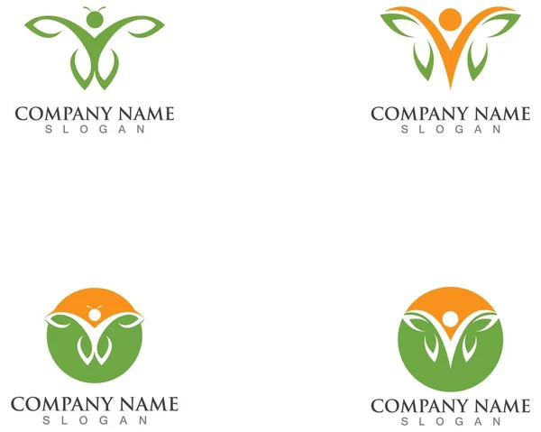 Schmetterling Menschen Logo Design Ikone — Stockvektor