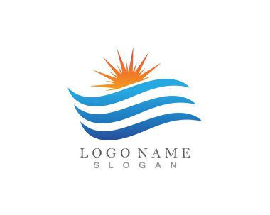 Su Dalgası sembolü ve simge logo şablonu