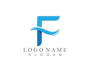 Dalga F harfi su vektör çizim tasarım Logo şablonu