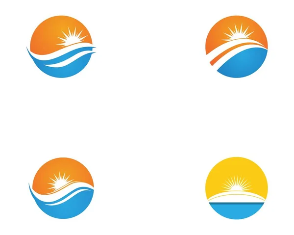 Vector Wave Beach Logo Symbols Vector Template Icons —  Vetores de Stock