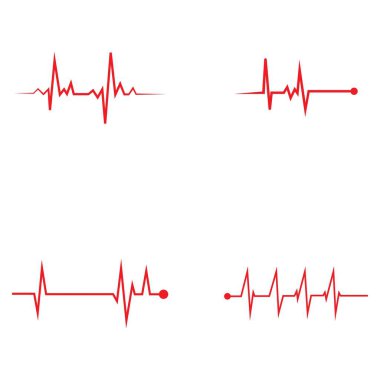 Nabız Kırmızı Logo Sembol Şablonu Vektör İllüstrasyonu