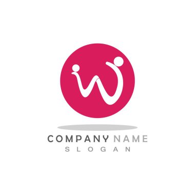 W Harfi Toplum Bakımı Logo Şablonu