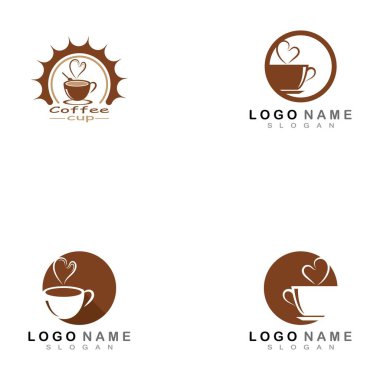 Kahve fincanı logosu ve sembol vektör simgesi 
