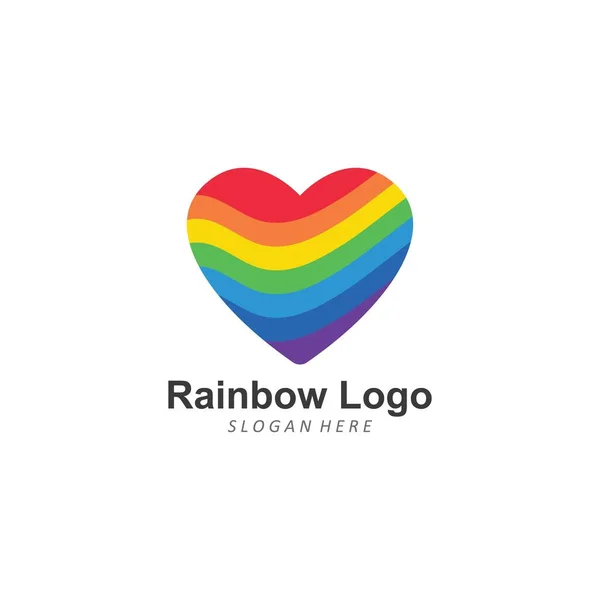 Regenboog Hart Liefde Symbool Pictogram Met Kleurrijke — Stockvector