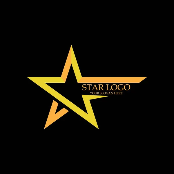 Logo Gold Star Con Sfondo Nero — Vettoriale Stock