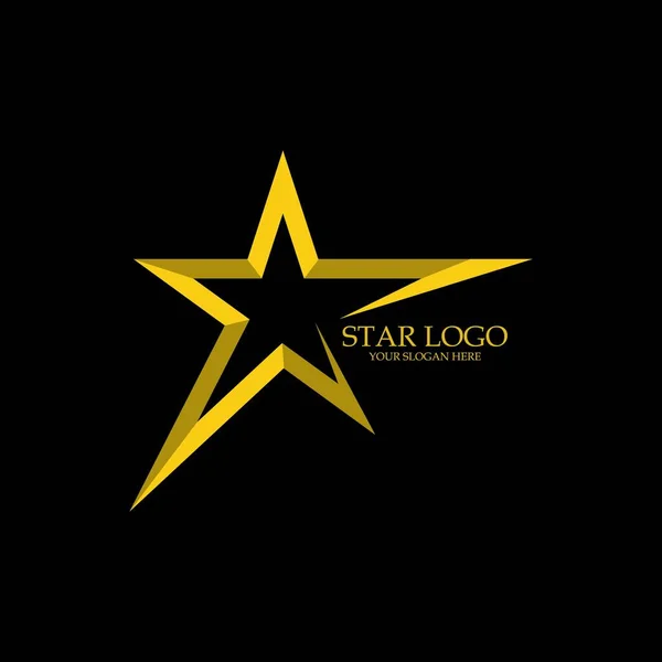 Logo Gold Star Con Sfondo Nero — Vettoriale Stock