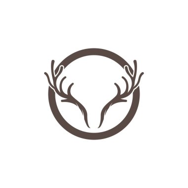 Geyik boynuzu illüstrasyon logo vektör şablonu