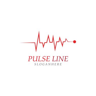 Nabız çizgisi kırmızı logo vektör simgesi