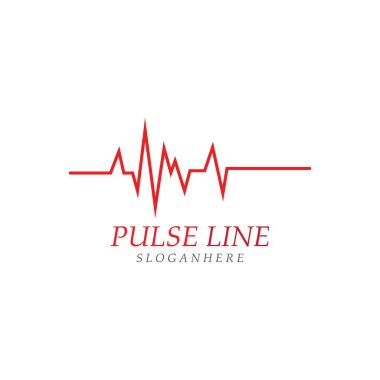 Nabız çizgisi kırmızı logo vektör simgesi