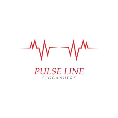 Nabız çizgisi kırmızı logo vektör simgesi