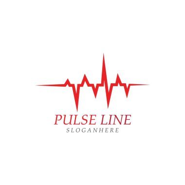 Nabız çizgisi kırmızı logo vektör simgesi