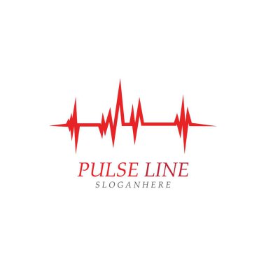 Nabız çizgisi kırmızı logo vektör simgesi