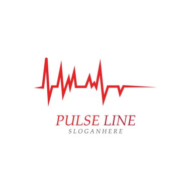 Nabız çizgisi kırmızı logo vektör simgesi
