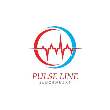Nabız çizgisi kırmızı logo vektör simgesi