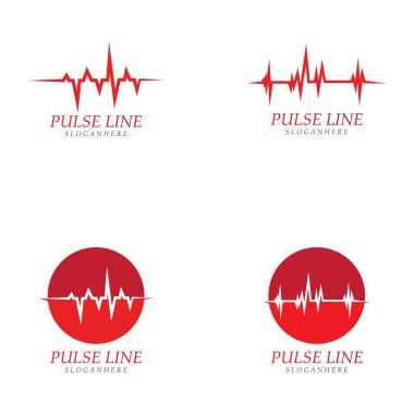 Nabız çizgisi kırmızı logo vektör simgesi