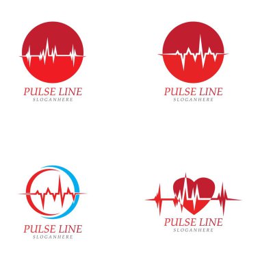 Nabız çizgisi kırmızı logo vektör simgesi