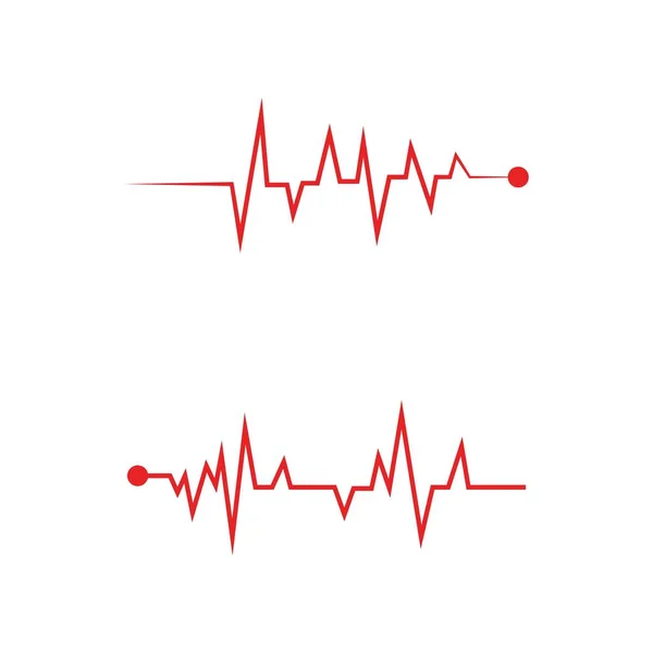 赤いパルスラインのロゴベクトルのアイコンのセット — ストックベクタ
