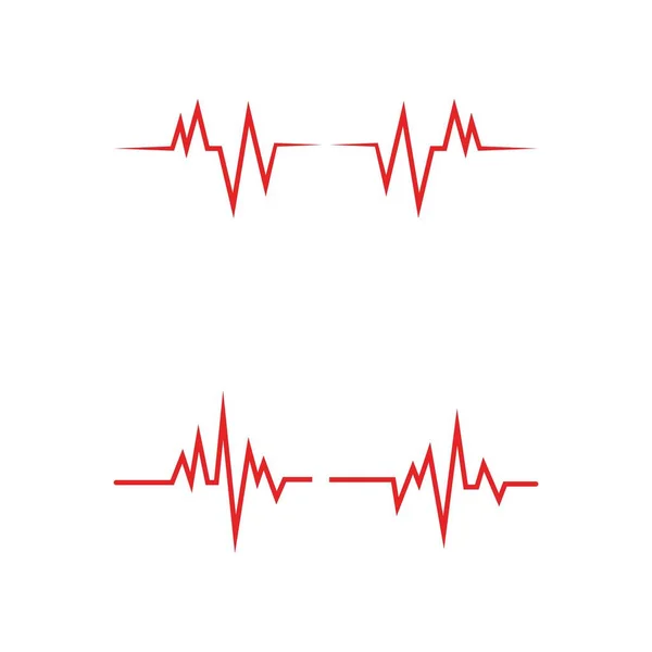 Set Red Pulse Line Logo Vector Icon — Stock Vector