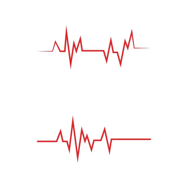 Sada Vektorové Ikony Loga Červené Čáry Pulsu — Stockový vektor