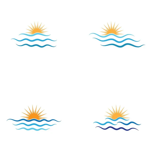 Water Wave Sun Icon Vector Illustration Design Logo — Stock Vector