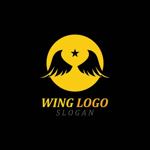 Żółty Skrzydło Logo Wektor Ilustracja Ikona — Wektor stockowy