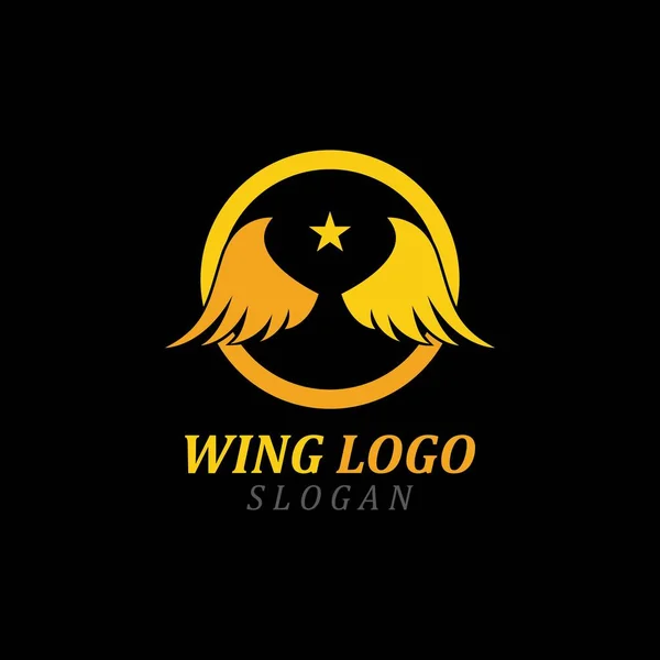 Żółty Skrzydło Logo Wektor Ilustracja Ikona — Wektor stockowy