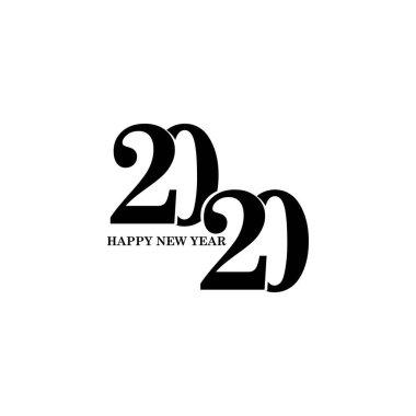 Mutlu yıllar 2020 Metin Tasarım Şablonu, Vektör İllüstrasyonu