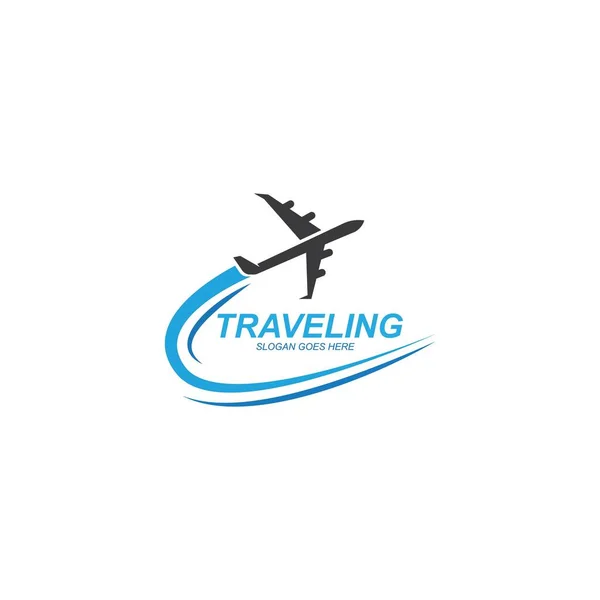 Air Travel Logo Vettore Icona Design Template Vettore — Vettoriale Stock