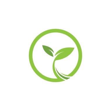 Yeşil yaprak logo şablonu Vektör simgesi