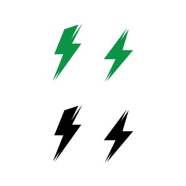  Yeşil Elektrikli Vektör Şimşek simgesi logosu ve sembolleri