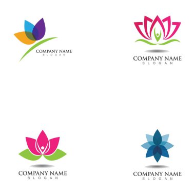 Güzellik Vektörü Nilüfer çiçekleri logo şablonu tasarımı simgesi