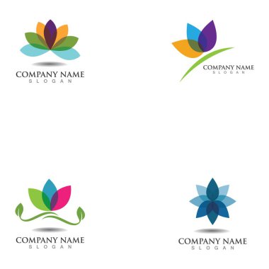 Güzellik Vektörü Nilüfer çiçekleri logo şablonu tasarımı simgesi