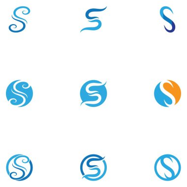  S Harfi Logo tasarım vektör çizim simgesi kümesi